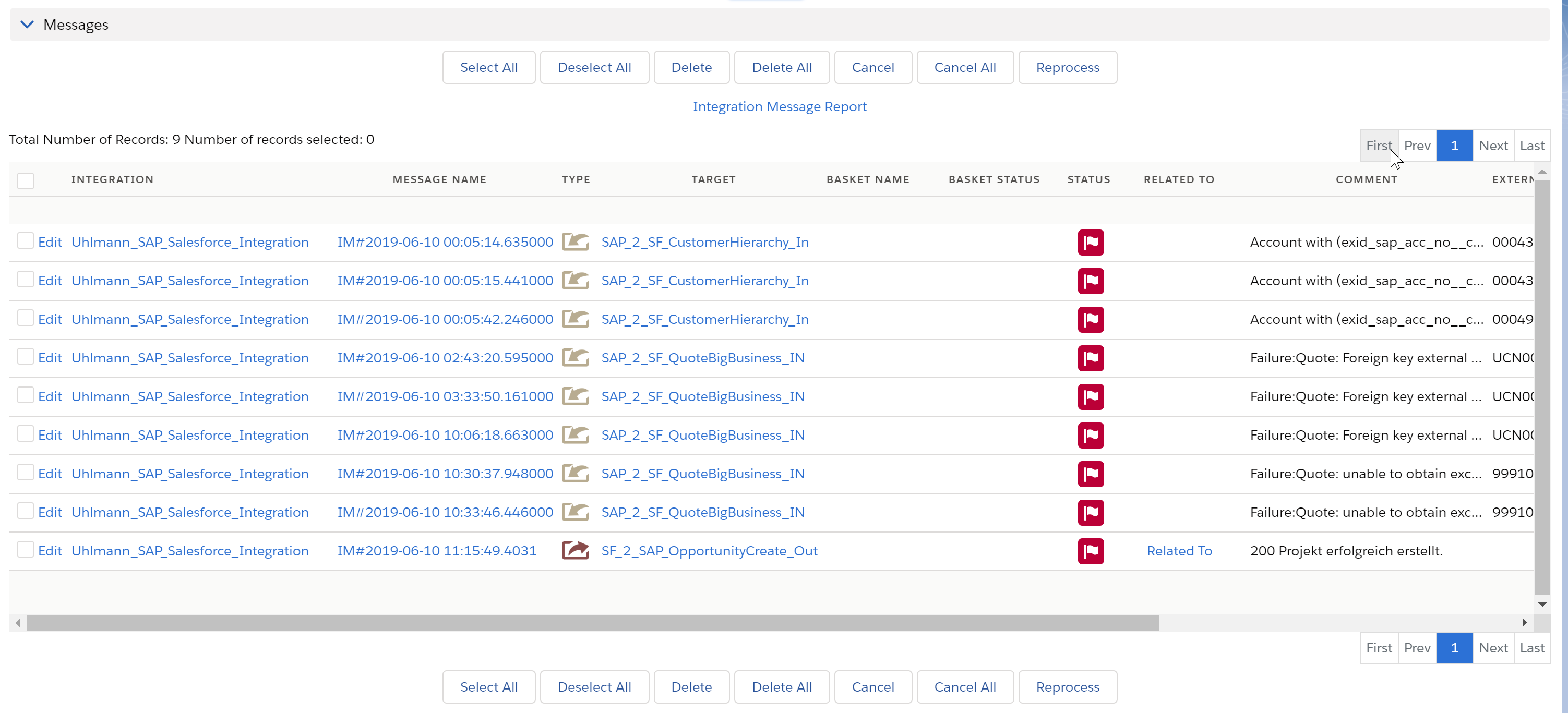 SKYVVA message status filters