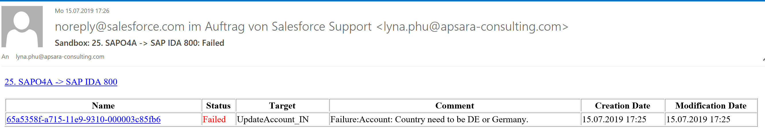 SKYVVA email alert example