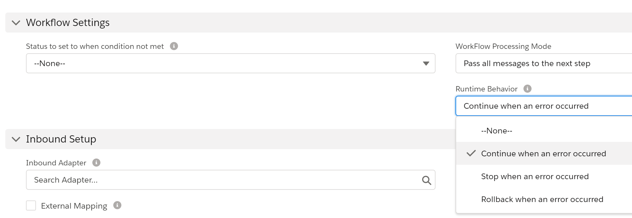 SKYVVA workflow transaction settings