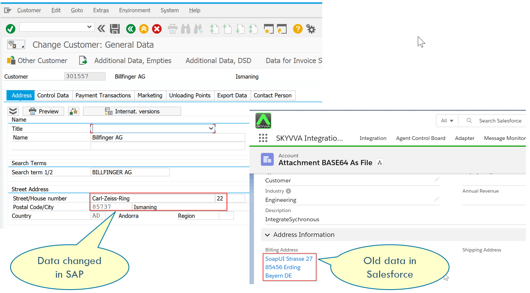 Customer data change in SAP